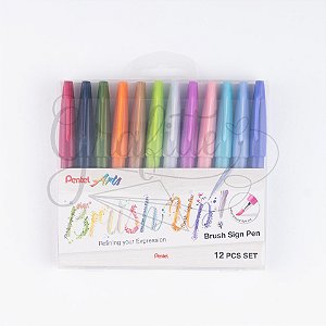 Estojo Brush Sign Pen Pentel c/12 cores Novas