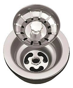Válvula Americana Inox 3.1/2 com Cestinha para Pia de Cozinha
