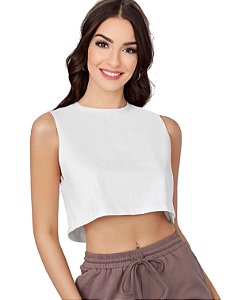 Cropped Feminino Gola Redonda em 100% Algodão