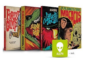 Coleção Cine Aleph 1ª Edição: Laranja Mecânica, Jurassic Park, O Planeta dos Macacos e Forrest Gump + Imã - Novos e Lacrados