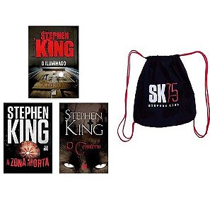 Kit Terror Clássico De Stephen King - O Iluminado, O Cemitério E A Zona Morta + Sacochila SK 75 anos - Novo e Lacrado