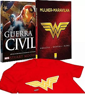 Kit Livro - Mulher-maravilha: Amazona, Heroína, Ícone + Guerra Civil Slim Edition + Camiseta G *Novo e Lacrado*