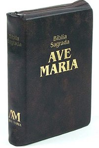 Bíblia Sagrada Ave Maria Católica - Média Zíper Marrom
