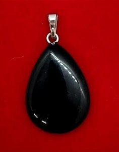 Pingente de Pedra Natural  Obsidiana Negra Gota