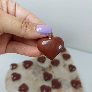 Pingente Difusor Coração Jaspe Vermelha