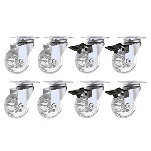 Kit 8 Rodízio Giratório Gel Silicone Rodinha Móveis 50mm Transparente