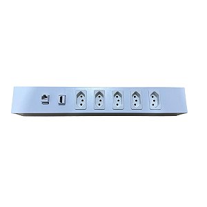 Calha J Para Mesa (390mm) + 5 Elétrica + 1 Rj45 + 1 Hdmi