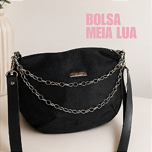 Bolsa Meia lua / preta corrente