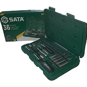 Jogo De Soquete Sata 36 Peças Sata 1/4 St09001sj