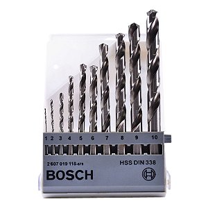 Jogo Brocas Aço Rápido Hss-g 1 À 10 Mm Set Bosch 10 Peças