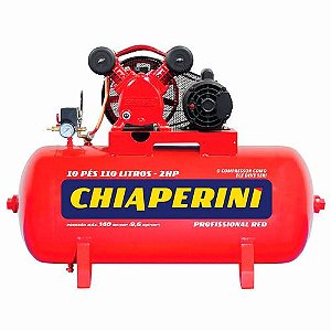 Compressor de ar 10 pés 110 litros 2 hp 140 lbs - 10/110 RED 110/220 CHIAMPERINI