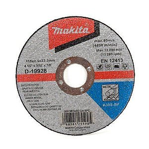 Disco de Corte Abrasivo Fino 4 1/2x3/32x7/8 GR 30 - D-19928-10 - Makita