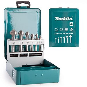 Conjunto de Escareadores 3 Faces 6,3-20,5 M3-M10 (6 Peças) - D-42204 - Makita