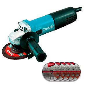 Esmerilhadeira Angular 4 1/2'' 127V 840W 9557HNG Kit com 5 Discos - 9557HNG-127V-P - MAKITA