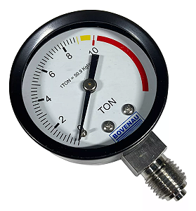 MANOMETRO 1/4 - 10 TON - VERTICAL - S/ GLICERINA (BOVENAU)