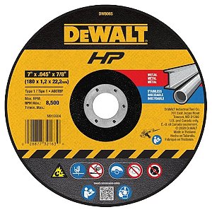 Disco de Corte Abrasivo Fino 7X1/16X7/8" - DW8065-AR DEWALT