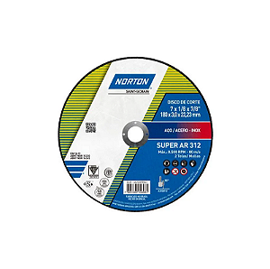 DISCO DE CORTE INOX SUPER AR312 7X1/8X7/8  - NORTON