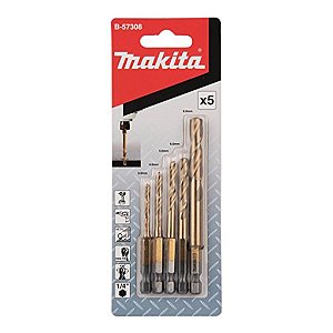 CONJUNTO DE BROCAS HSS-TIN SEXT. 1/4 C/5 PCS - MAKITA