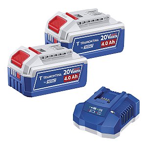 KIT BATERIA/CARREGADOR 20V C/ 2BAT 4AH TRAMONTINA TOTAL