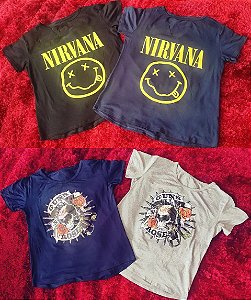 Blusa Feminina Bandas - Nirvana, Guns 'N Roses