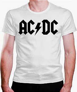 Camisa - ACDC Branca - Logo Preto