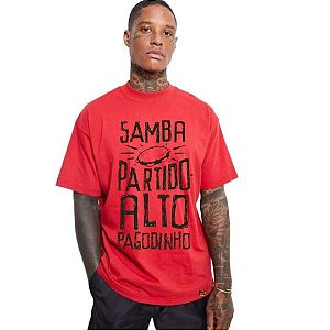 T-SHIRT VERMELHA SAMBA PARTIDO ALTO  PAGODINHO
