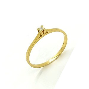 Anel Solitário Ouro Amarelo 18K Com Diamante de 3,0 Pontos
