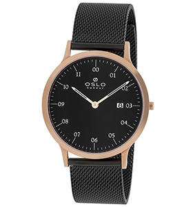 Relógio Oslo Masculino Slim Vidro de Safira  Aço Preto OMTSSS9U0001