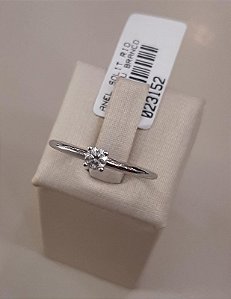Anel solitário Ouro Branco 18K 15 Pontos