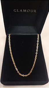 Corrente Elos Oco Quadrada Em Ouro 18k 60cm