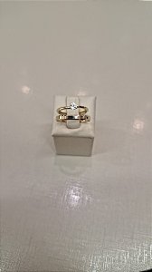 Um par de Aliança Au750 WM23 e um solitário com zircônia