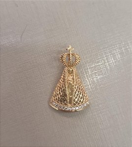 Pingente Nossa Senhora Aparecida Ouro 18K Com Zircônia