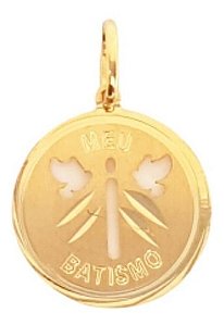Pingente Medalha Batismo Fosca Em Ouro 18k
