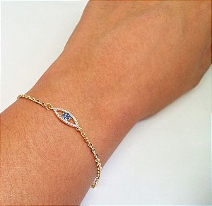 Pulseira Bailarina Com Olho Grego Em Ouro 18k