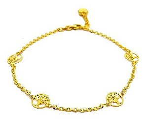 Pulseira Com Arvore Da Vida Em Ouro 18k