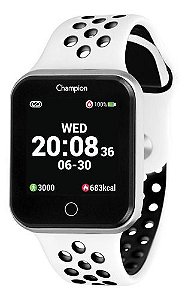 Relógio Champion Smartwatch Prata Com Pulseira Branca e Preta CH50006Q