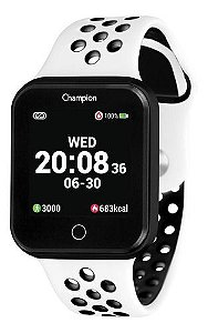 Relógio Champion Smartwatch Preto Com Pulseira Branca/preto CR50006K
