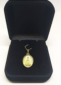 Pingente Nossa Senhora Aparecida Medalha Oval Em Ouro 18k