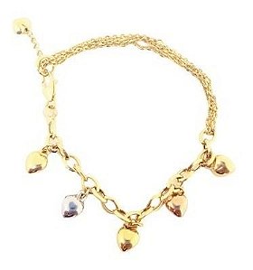 Pulseira Bailarina + Elos Ovais Em Ouro 18k Com Berloques