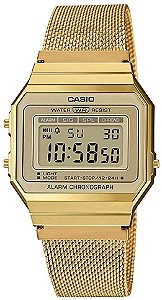 Relógio Casio Vintage Feminino Dourado Caixa Slim A700WMG-9ADF