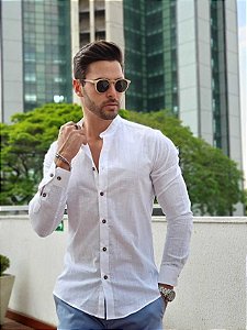 CAMISA SLIM ML BRANCA LINHO