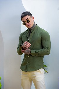 CAMISA ML SLIM VERDE OLIVA