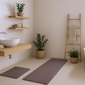 Kit Tapete Bolinha Passadeira Antiderrapante 50x100cm + Tapete Banheiro 38x58cm