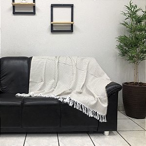 Xale Sofá Luxo Manta Decorativa 1,70x1,40 Jacquard Caribe + 2 Capas de Almofada