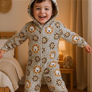 Macacão Pijama Infantil Soft Estampado Manga Longa Inverno Quentinho