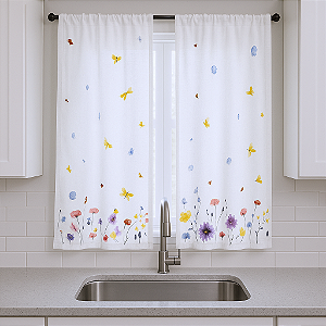 Cortina Para Cozinha com ilhós para Varão Simples 2,10x1,20m