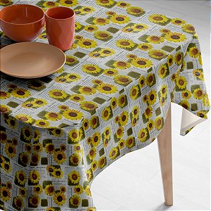 Toalha de Mesa Plástica PVC Impermeável Térmica Estampa 40 Girassol