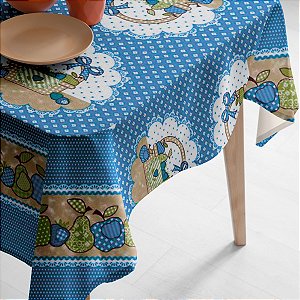 Toalha de Mesa Plástica PVC Impermeável Térmica Estampa 42 Cesta de Frutas