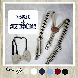 Kit Suspensório + gravata Bebê Menino Recem Nascido