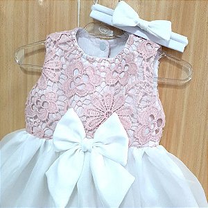 VESTIDO BEBÊ MENINA GUIPIER ROSA